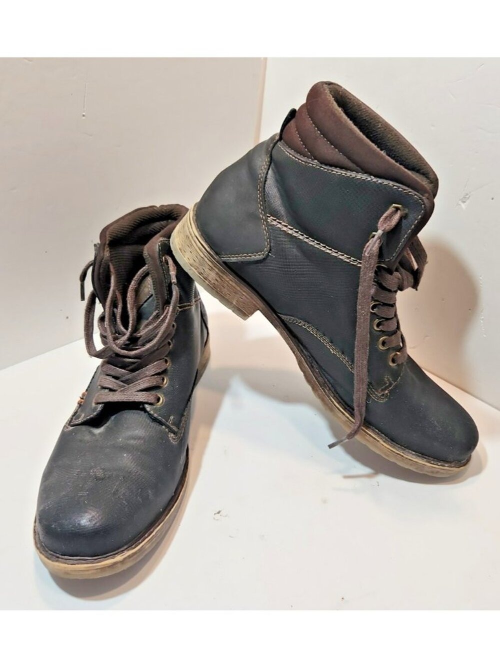 Franco Fortini Amped 354089 Mens SIze 11M Black Leather Lace Up Combat Work Boot